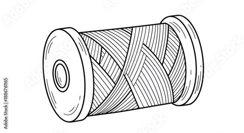 Hand drawn spool of thread illustration