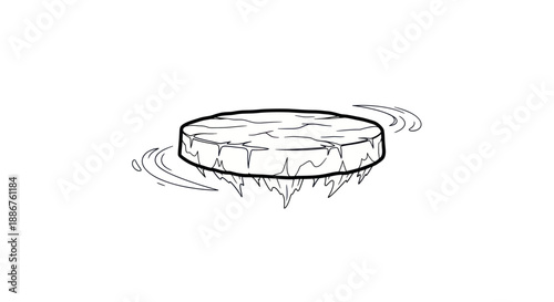 Illustration of a spinning ice floe with icicles