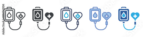 Blood Transfusion icon set multiple style collection