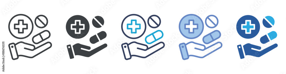 Obraz premium Treatment icon set multiple style collection