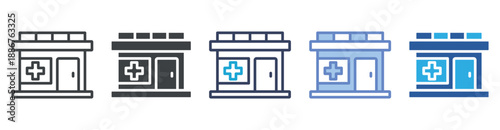 Pharmacy icon set multiple style collection