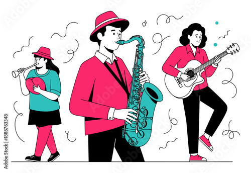 Jazz Saxophonist - Minimalist Vector Illustration