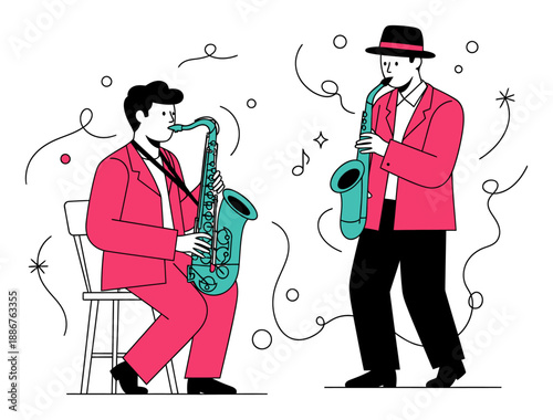 Jazz Saxophonist - Minimalist Vector Illustration