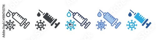 Vaccination icon set multiple style collection