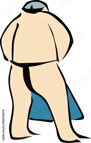 相撲取りの後ろ姿イラスト