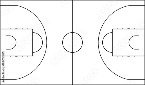 Basketball Court Tactical Scheme Sport Field Blueprint Top View.