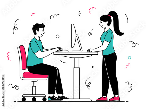 Ergonomic Workspace Vector - Standing Desk & Posture