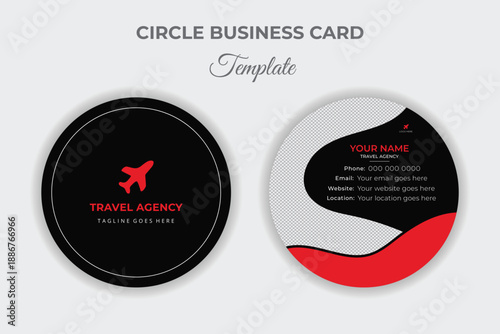 Travel Brand Business Card Marketing Printable Round Design