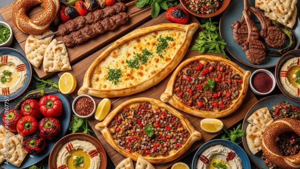 Fototapeta premium Turkish cuisine platter isolated on transparent background