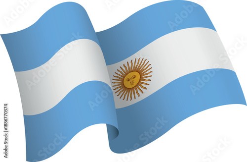 Flag of Argentina. Ribbon style flag that conveys a sense of movement and waving effect