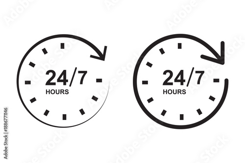24 Hour and 24/7 Service Icons