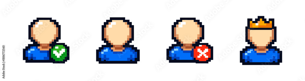 Obraz premium Pixel art style User icons