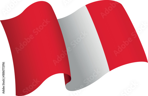 Flag of Peru. Ribbon style flag that conveys a sense of movement and waving effect