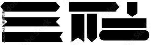 Set of black banners, badges, and tags. Vector illustration