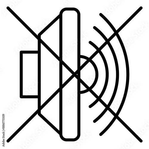 Audiophile Mute Volume Music Icon Silhouette Vector Simple Stock Line Art
