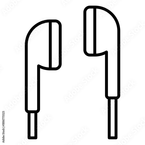 Audiophile Earphone Classic Music Icon Silhouette Vector Simple Stock Line Art