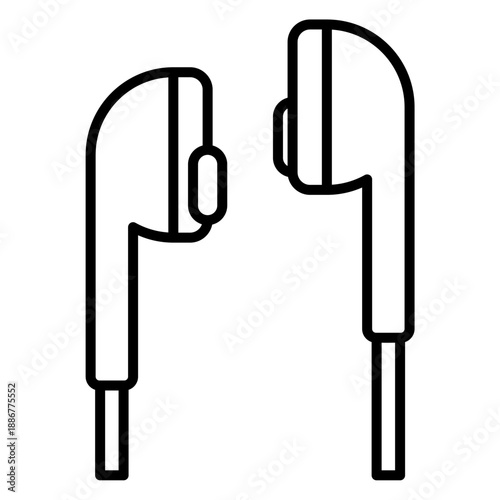 Audiophile Earphone Modern Music Icon Silhouette Vector Simple Stock Line Art