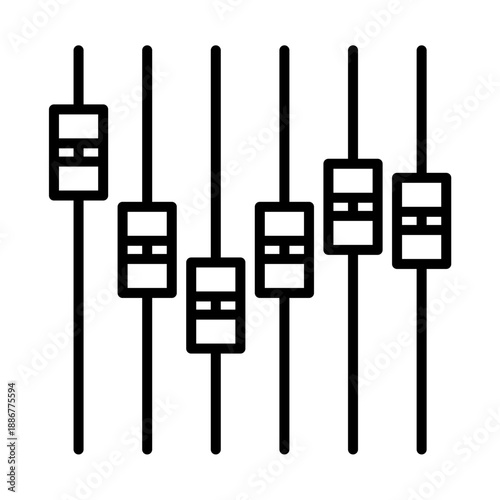 Audiophile Equalizer Mixer Button Music Icon Silhouette Vector Simple Stock Line Art