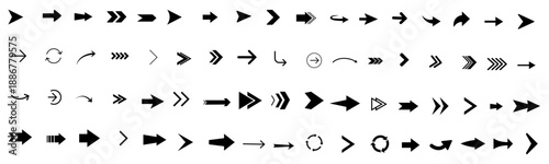 Arrow icon set. Modern simple arrows. Black arrow pointing to the right.  Vector illustration.
