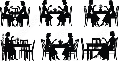 Woman walking dog silhouette icon set showing pet care training running and companionship outdoor lifestyle isolated black vector figures