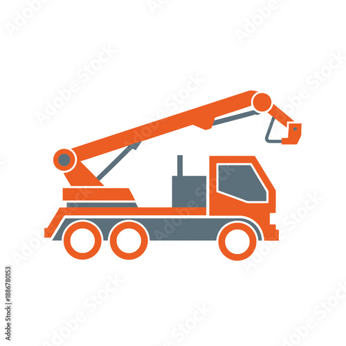 Industrial Lifting Vehicle Icon Illustration For Construction And Utility Projects