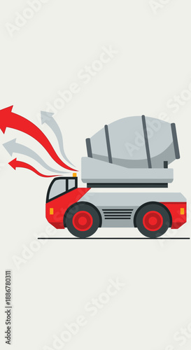Industrial Mixer Truck Flat Design With Progressive Directional Arrows Concept