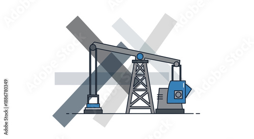 Industrial Oil Pumpjack Machine Extracting Crude Energy From Earth Deposits Vector Art