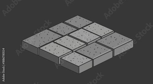 Isometric Concrete Block Pavers Pattern Graphic For Modern Ground Surface Design