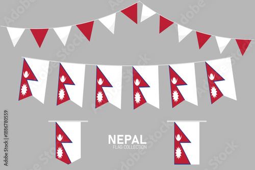 Nepal national flag collection, Flag garlands festive bunting triangle banners and hanging flag