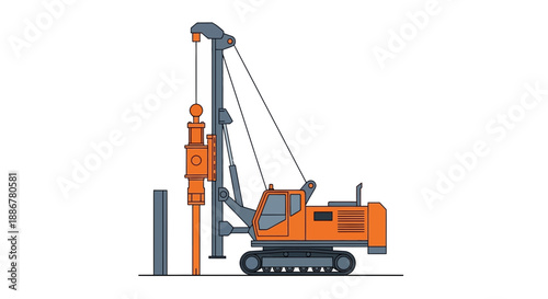 Industrial Piling Rig Performing Ground Improvement Work On A Building Site Design