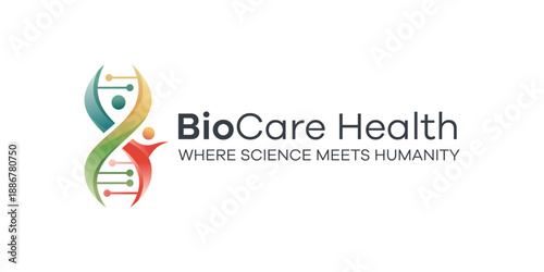 bio care health logo, genetic care logo  design inspiration. DNA genetic icon logo template