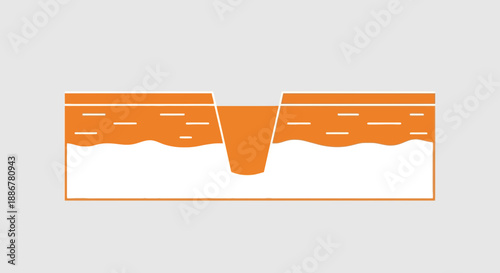 Layered Ground Profile With Central V Shaped Excavation Abstract Illustration