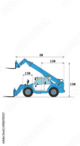 Industrial Telescopic Handler Vehicle Blueprint For Construction Site Operations And Material