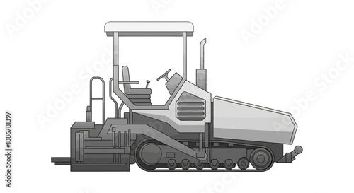 Industrial Tracked Asphalt Finisher Used For Civil Engineering Projects Vector Icon Design