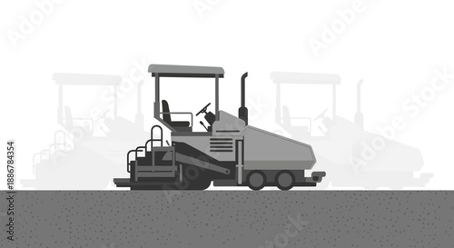 Modern Asphalt Paver Illustration For Road Building And Infrastructure Development Projects Vector