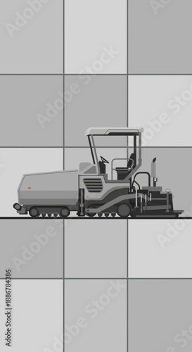 Modern Asphalt Paver Illustration For Road Construction And Infrastructure Development Projects