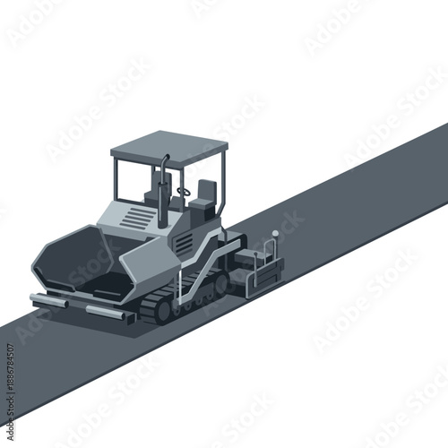 Modern Asphalt Paver Machine Constructing New Road Infrastructure For Smooth Travel Experience