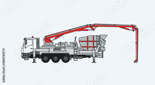 Modern Concrete Pump Truck Illustration For Construction Site Projects And Engineering Designs