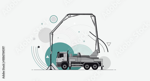 Modern Concrete Pump Truck Illustration For Heavy Construction Projects And Building Sites