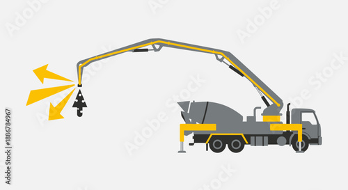 Modern Concrete Pump Truck Vector Illustration Highlighting Efficient Construction Site Operations