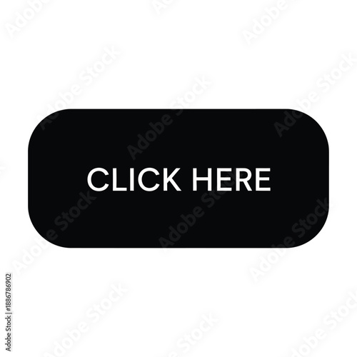 Vector illustration icon black button with click here text on for website or application interface
