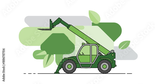Modern Eco Friendly Telescopic Handler Vector Graphic For Sustainable Construction And Logistics