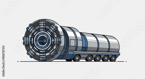 Modern Engineering Tunnel Boring Machine Illustration Heavy Construction Equipment Design