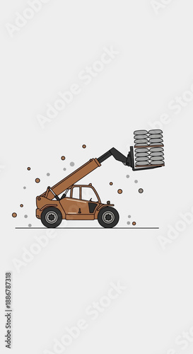 Modern Construction Forklift Handling Heavy Loads Safely And Swiftly