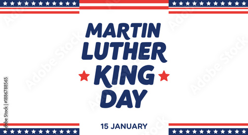 Martin Luther King Jr. Day celebrated on January 15th with patriotic red, white, and blue decorations.