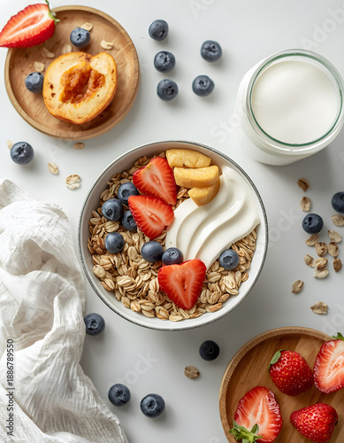 Wallpaper Mural Granola bowl with berries, healthy breakfast concept Torontodigital.ca