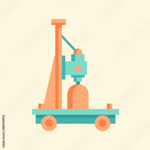 Modern Flat Design Industrial Drilling Rig Construction Equipment Vector Illustration