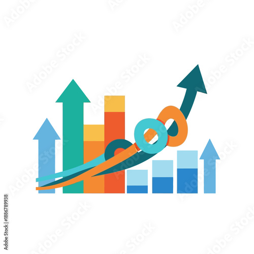 Business Growth Chart with Arrows.