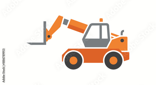 Modern Flat Design Industrial Forklift Icon Essential Construction Vehicle Graphic Minimalist Style