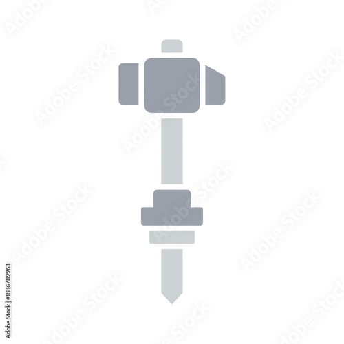 Modern Flat Design Jackhammer Icon Illustrates Industrial Demolition Tool Usage
